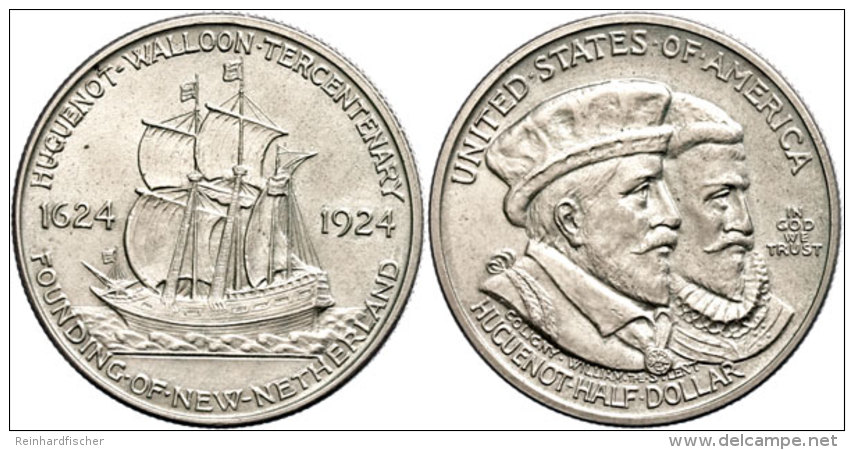 1/2 Dollar, 1924, Hugueno-Walloon, KM 154, Etwas Grünspanig, St.  St1 / 2 Dollar, 1924, Hugueno-Walloon,... - Otros & Sin Clasificación