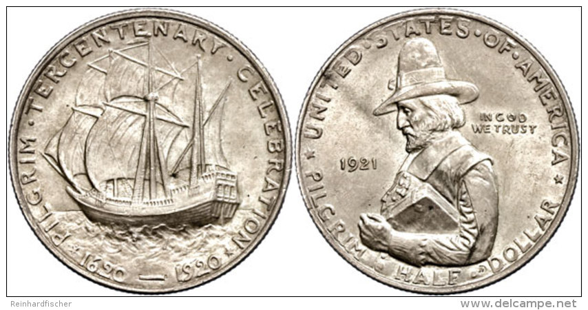 1/2 Dollar, 1921, Pilgrim, KM 147.2, F. St.  1 / 2 Dollar, 1921, Pilgrim, KM 147. 2, F. St. - Autres & Non Classés