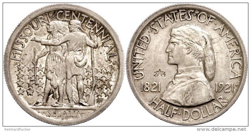 1/2 Dollar, 1921, Missouri, KM 149.2, Variante Mit 2*4, F.st.  1 / 2 Dollar, 1921, Wild Rovers, KM 149. 2,... - Autres & Non Classés