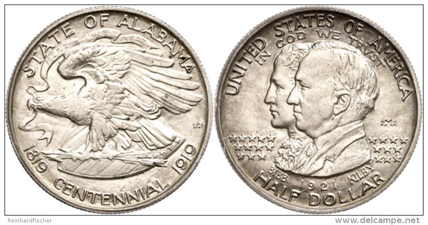 1/2 Dollar, 1921, Alabama, KM 148.1, Variante Mit 2*2, St.  St1 / 2 Dollar, 1921, Alabama, KM 148. 1, Variety... - Otros & Sin Clasificación