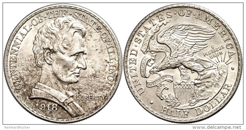 1/2 Dollar, 1918, Illinois-Lincoln, KM 143, St.  St1 / 2 Dollar, 1918, Illinois-Lincoln, KM 143, St.  St - Otros & Sin Clasificación