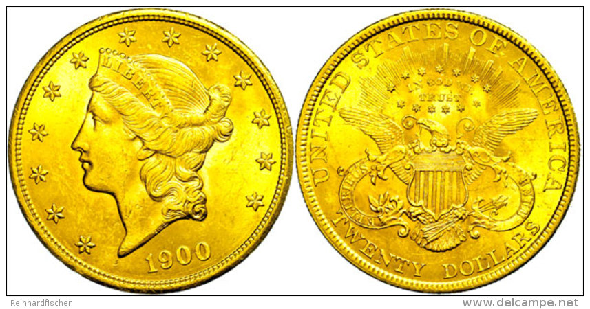 20 Dollars Gold, 1900, Double Eagle, Liberty Head, Fb. 177, Minimale Randfehler, Vz.  Vz20 Dollars Gold, 1900,... - Otros & Sin Clasificación