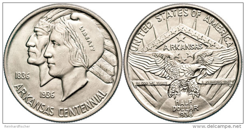 1/2 Dollar, 1938, Arkansas, KM 168, F. St.  1 / 2 Dollar, 1938, Arkansas, KM 168, F. St. - Autres & Non Classés