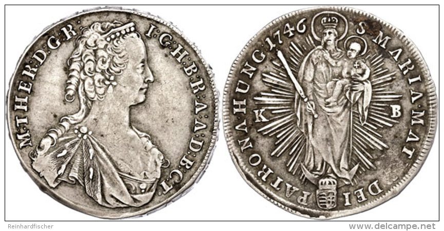 &frac12; Taler, 1746, Maria Theresia, Ss  Ss&frac12; Thaler, 1746, Maria Theresia, Very Fine  Ss - Hungría