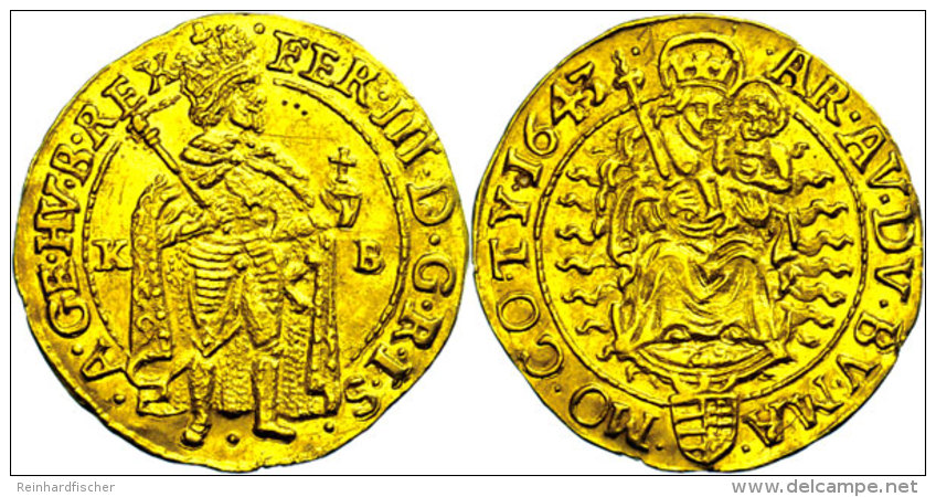 Dukat, 1643, Ferdinand III., Fb. 109, Ss-vz  Ss-vzDucat, 1643, Ferdinand III., Fb. 109, Very Fine To Extremly... - Hongrie