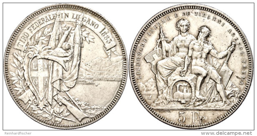 5 Franken, 1893, Lugano, HMZ 2-1343n, Vz.  Vz5 Franc, 1893, Lugano, HMZ 2-1343n, Extremley Fine  Vz - Autres & Non Classés