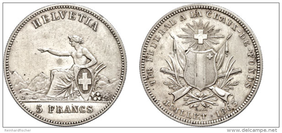 5 Franken, 1863, La Chaux De Fonds, HMZ 2-1343e, Berieben, Kl. Rf., Ss.  Ss5 Franc, 1863, La Chaux De Fonds,... - Autres & Non Classés