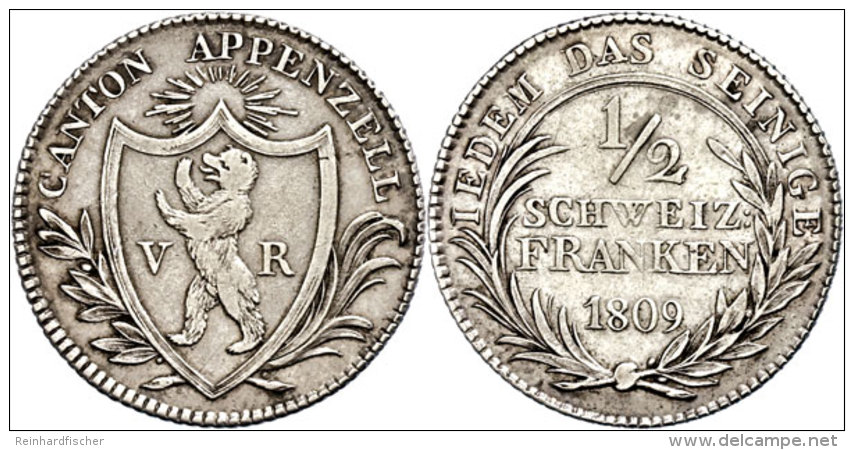 Appenzell, 1/2 Franken, 1809, HMZ 2-30, Ss.  SsAppenzell, + Franc, 1809, HMZ 2-30, Very Fine.  Ss - Autres & Non Classés