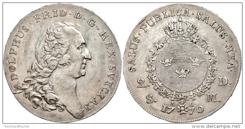 2 Daler, 1770, Adolf Frederick, KM 504, Randfehler, Ss.  Ss2 Daler, 1770, Adolf Frederick, KM 504, Margin... - Suède