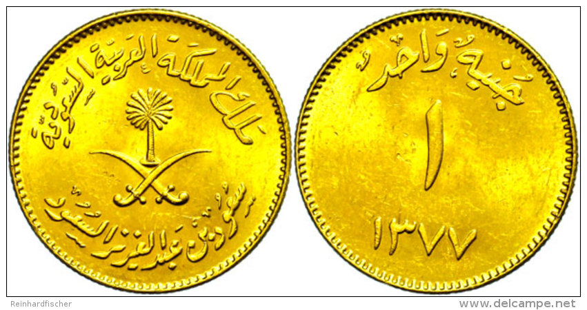 Pound, 1957, AH 1377, Fb. 2, Vz.  VzPound, 1957, Provisional Issue 1377, Fb. 2, Extremley Fine  Vz - Saudi-Arabien