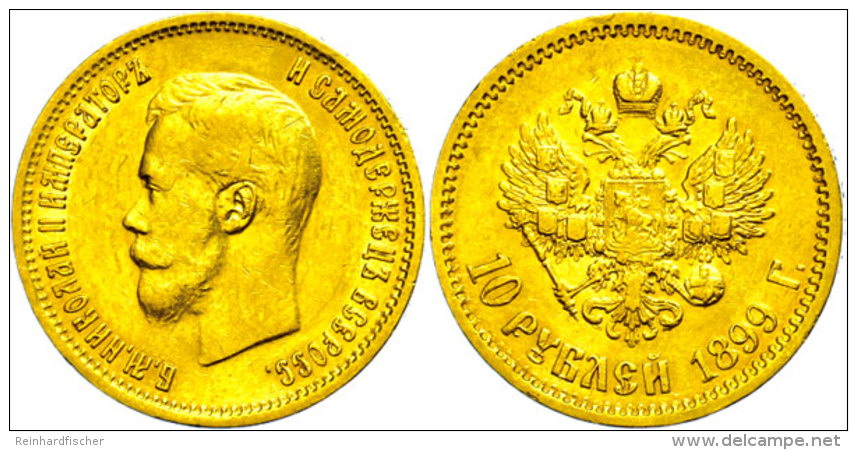 10 Rubel, Gold, 1899, Nikolaus II., Fb. 179, Randfehler, Ss.  Ss10 Rouble, Gold, 1899, Nikolaus II., Fb. 179,... - Russie