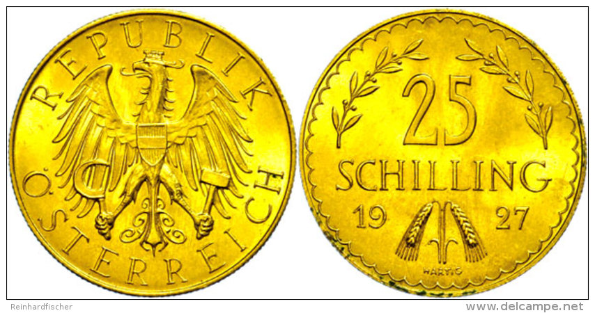 25 Schilling, Gold, 1927, Fb. 521, Vz-st.  Ss-vz25 Shilling, Gold, 1927, Fb. 521, Extremly Fine To... - Autriche