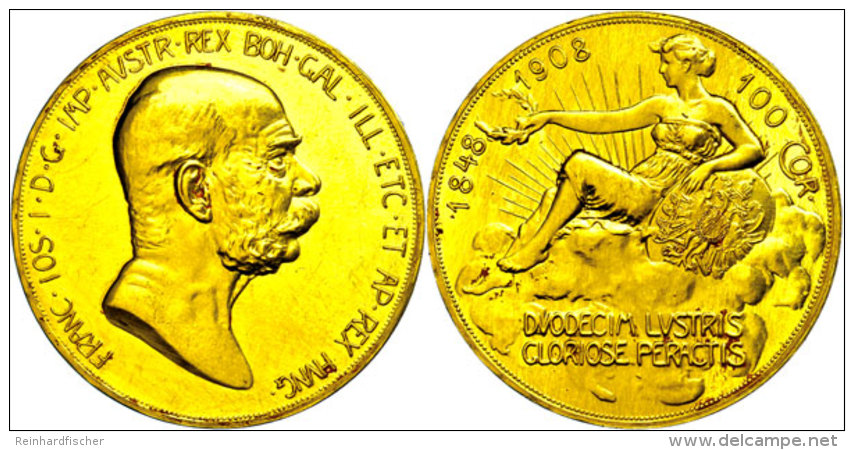 100 Kronen, Gold, 1908, Franz Josef I., Auf Sein 60jähriges Regierungsjubiläum, Fb. 514, J. 400, Avers... - Autriche