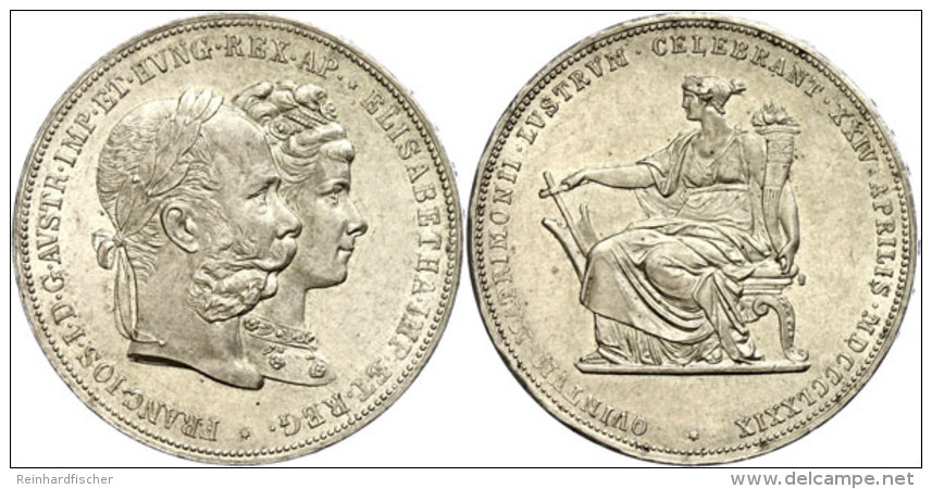 2 Gulden, 1879, Franz Joseph II., Silberhochzeit, Vz  Vz2 Guilder, 1879, Francis Joseph II., Silver Wedding,... - Austria