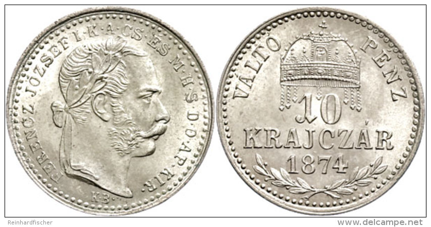 10 Kreuzer, 1874, Franz Joseph I., Für Ungarn, St.  St10 Cruiser, 1874, Francis Joseph I., For Hungaria,... - Autriche