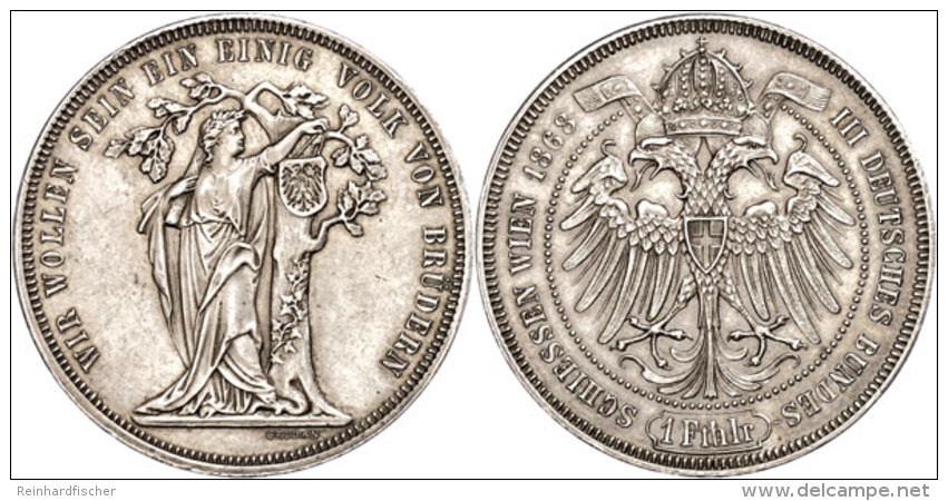 1 Feintaler, 1868, 3. Deutsches Bundesschießen In Wien, Vz  Vz1 Feintaler, 1868, 3. German Federal... - Autriche