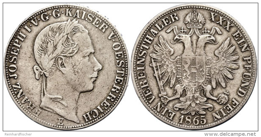 Taler, 1865, Franz Joseph I., E, Ss.  SsThaler, 1865, Francis Joseph I., E, Very Fine.  Ss - Austria