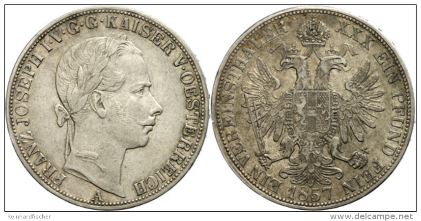 Taler, 1857, Franz Joseph I., A, Ss.  Thaler, 1857, Francis Joseph I., A, Very Fine. - Autriche