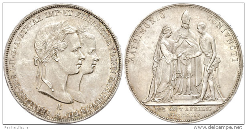 Doppelgulden, 1854, Franz Joseph I., Auf Seine Vermählung, Dav. 19, Vz.  VzDouble Guilder, 1854, Francis... - Austria
