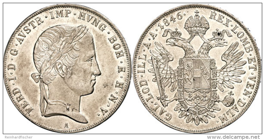 2 Gulden, 1846, Ferdinand I., Vz  Vz2 Guilder, 1846, Ferdinand I., Extremly Fine  Vz - Austria