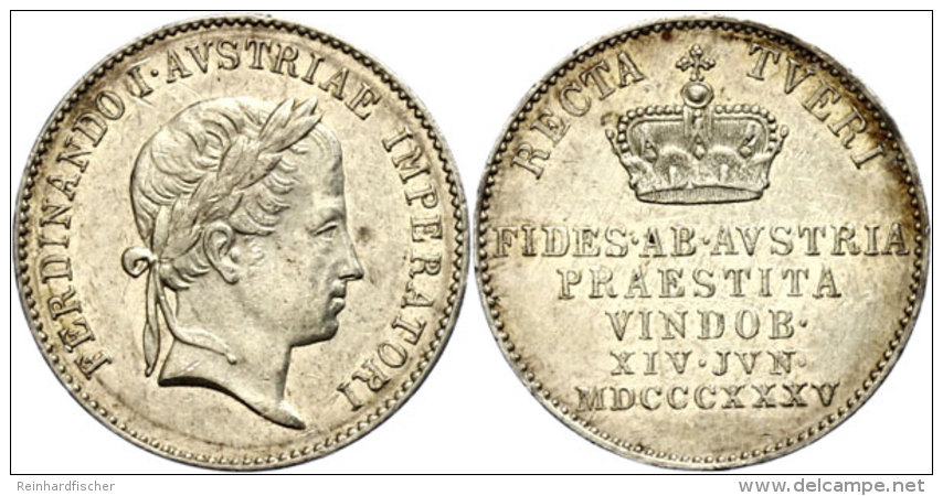 Silberabschlag Des Dukaten Auf Die Wiener Huldigung, 1835, Ferdinand I., Vz.  VzSilver Strike Of The Ducat On... - Autriche