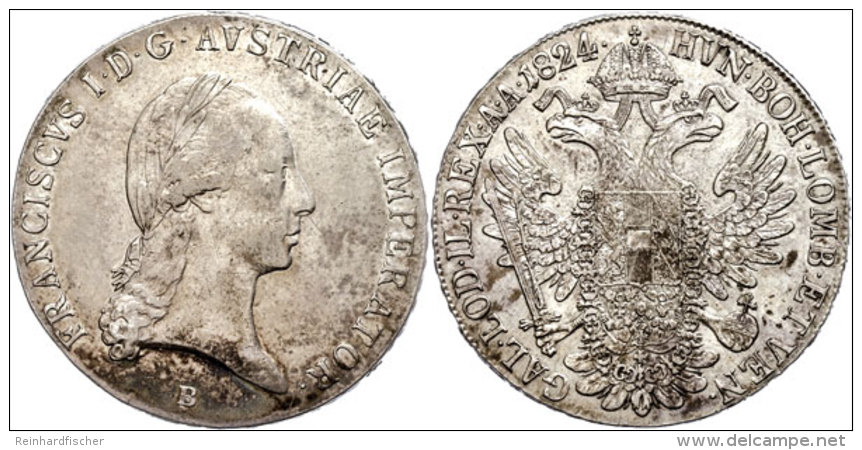 Taler, 1824, Franz I., Kremnitz, F.vz.  Thaler, 1824, Francis I., Kremnitz, F. Extremley Fine - Autriche