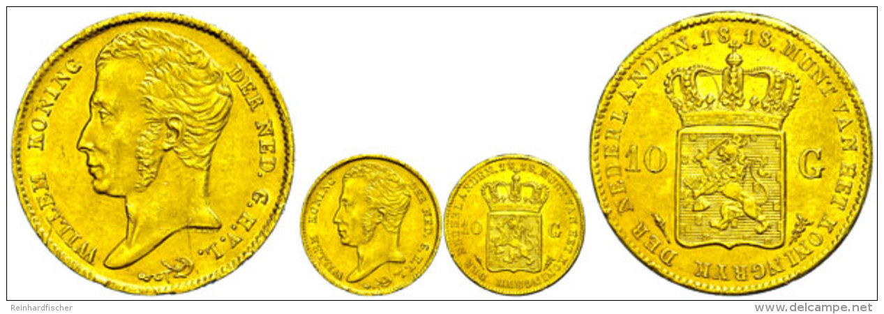 10 Gulden, Gold, 1818, Wilhelm I., Utrecht, Fb. 327, Schulman 174, Kl. Rf. Und Fassungsspuren, Kratzer, F. Vz. Sehr... - Otros & Sin Clasificación