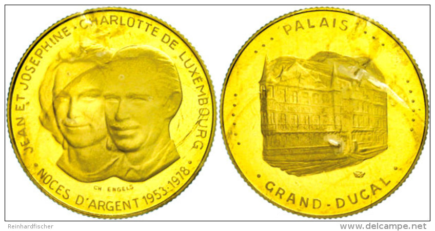 Goldmedaille (40 Francs), 1978, Jean Und Josephine-Charlotte, Probst 012(13), Auflage 3000 Stück, Ca. 11,61g... - Luxembourg