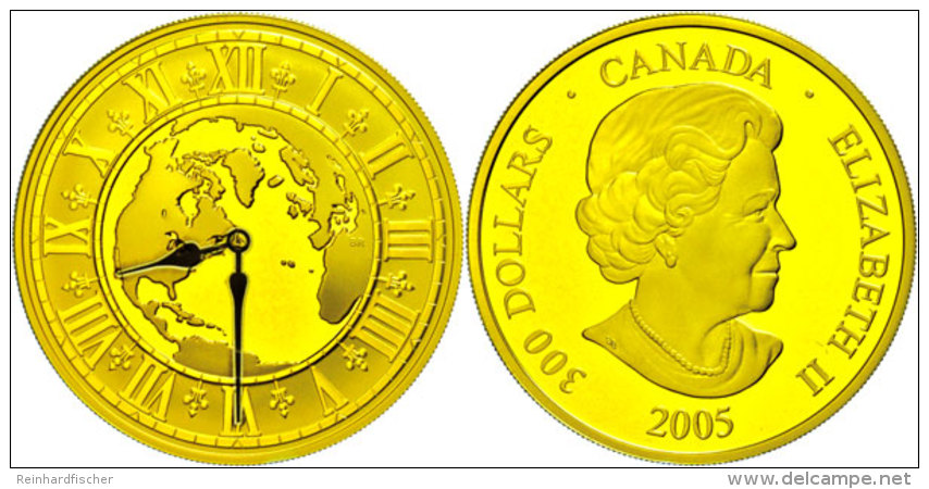 300 Dollars, Gold, 2005, 120. Jahrestag Der Einführung Der Standartzeit-Neufundland Zeit, Ca. 45g, 583,3er... - Canada