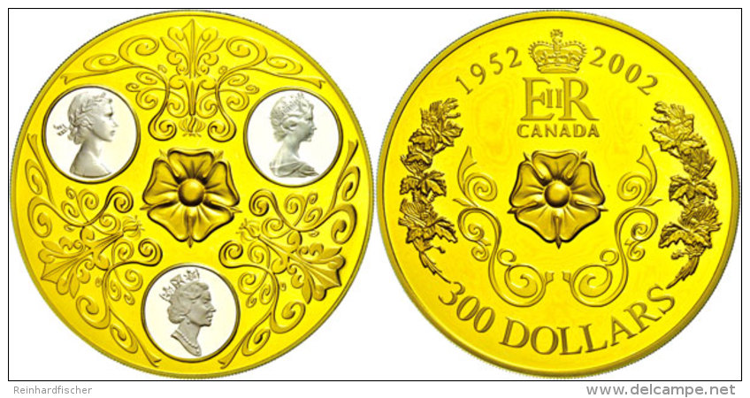 300 Dollars, Gold, 2002, 50. Jahrestag Der Thronbesteigung, Ca. 60g, Ca. 33,67g Fein, Auflage Nur 1000 Stück,... - Canada