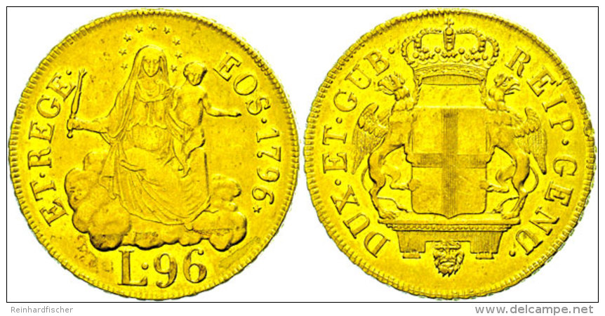 Genua, 96 Lire, Gold, 1796, Madonna Mit Kind, Fb 444, KM 251.2, Ss  SsGenoa, 96 Liras, Gold, 1796, Madonna With... - Otros & Sin Clasificación
