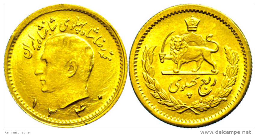 1/4 Pahlavi, Gold, 1961 (SH 1340), Mohammed Reza Pahlavi, Fb. 104, Vz-st.  Vz-st1 / 4 Pahlavi, Gold, 1961 (SH... - Irán