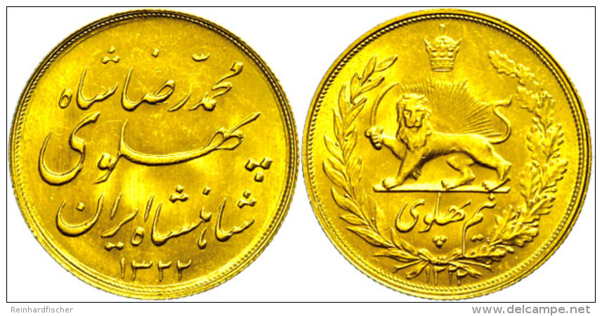 Pahlavi, Gold, 1943 (SH 1322), Mohammed Reza Pahlavi, Fb. 98, Vz-st.  Vz-stPahlavi, Gold, 1943 (SH 1322),... - Irán
