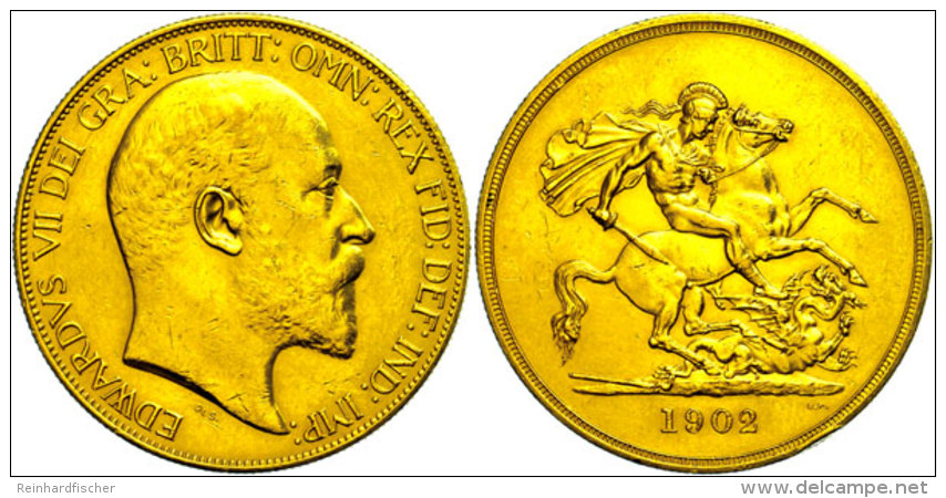 5 Pounds, Gold, 1902, Edward VII., Fb. 398, Seaby 3965, Kratzer, Randschlag, Vz.  Vz5 Pounds, Gold, 1902,... - Autres & Non Classés