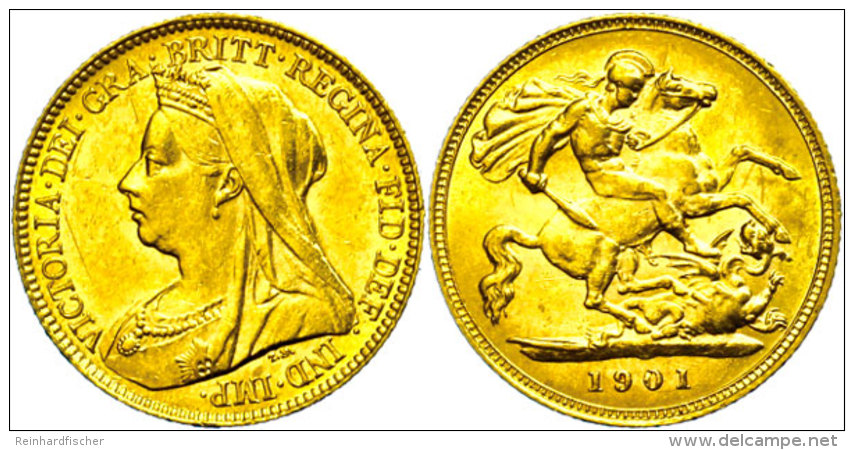 1/2 Sovereign, 1901, Victoria, Fb. 397, F. Vz.  1 / 2 Sovereign, 1901, Victoria, Fb. 397, F. Extremley Fine - Autres & Non Classés