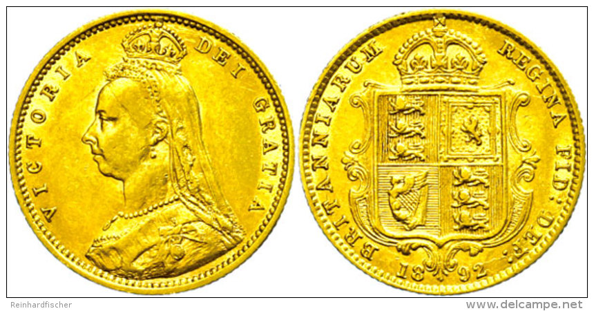 1/2 Sovereign, 1892, Victoria, Fb. 393, Ss.  Ss1 / 2 Sovereign, 1892, Victoria, Fb. 393, Very Fine.  Ss - Autres & Non Classés