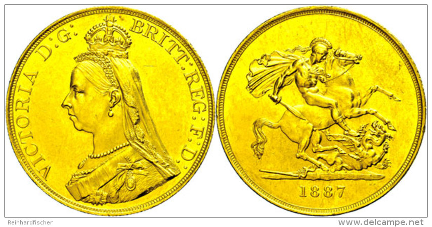 5 Pounds, Gold, 1887, Victoria, Fb. 390, Spink 3864, Kleinere Randfehler, Ex Auktion 46 Los 841 UBS/Zürich,... - Autres & Non Classés