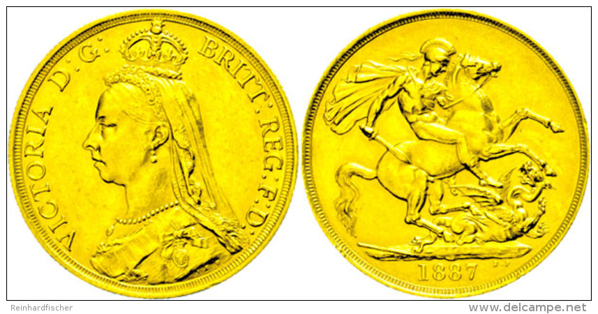 2 Pounds, Gold, 1887, Victoria, Fb. 391, Seaby 3865, Kl. Randfehler, Vz.  Vz2 Pounds, Gold, 1887, Victoria, Fb.... - Autres & Non Classés