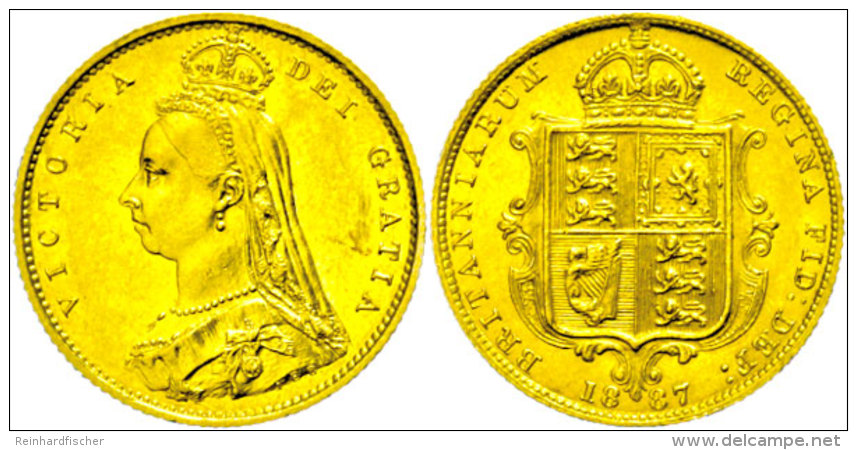 1/2 Sovereign, 1887, Victoria, Fb. 393, Kratzer Auf Avers, Vz.  Vz1 / 2 Sovereign, 1887, Victoria, Fb. 393,... - Sonstige & Ohne Zuordnung