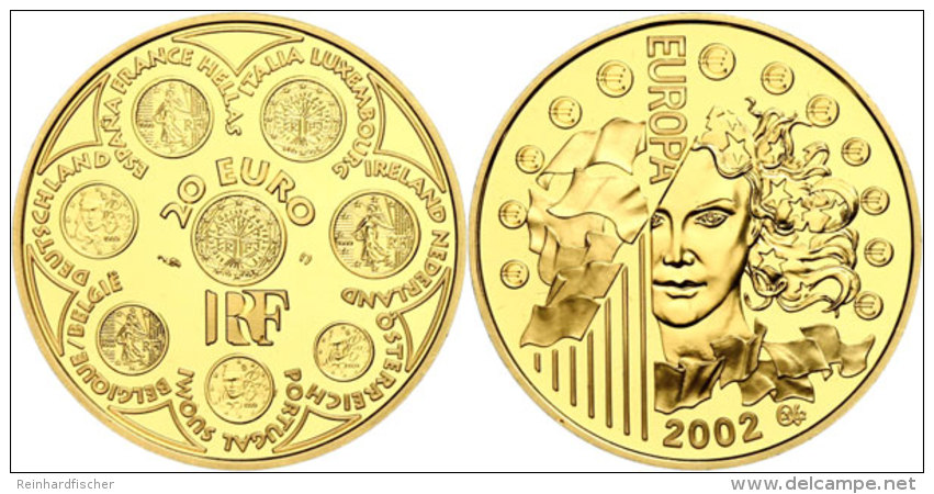 20 Euro, Gold, 2002, Europäische Währungsunion, 920er Gold, 17 G, KM 1982, In Kapsel, PP. Auflage Nur... - Autres & Non Classés