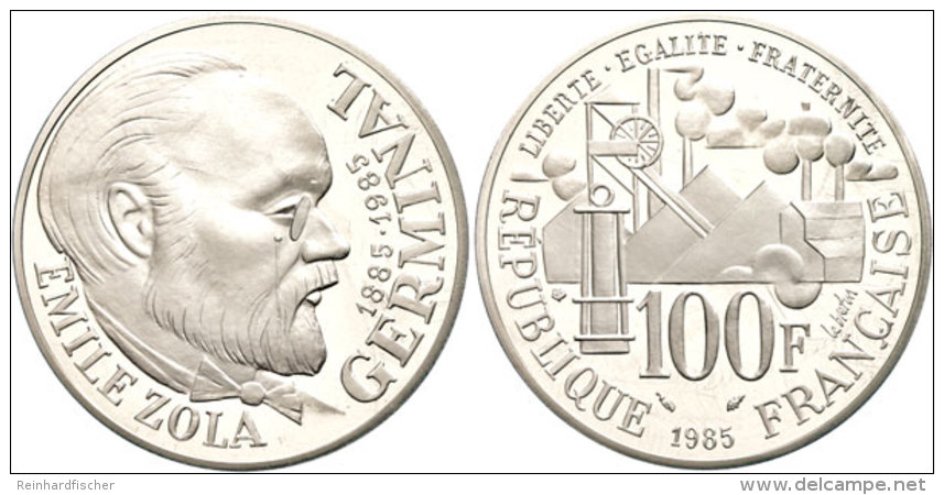 100 Francs, 1985, Piéfort, Zola, Verschweißt, Mit Zertifikat In Schatulle, PP.  100 Franc, 1985,... - Autres & Non Classés