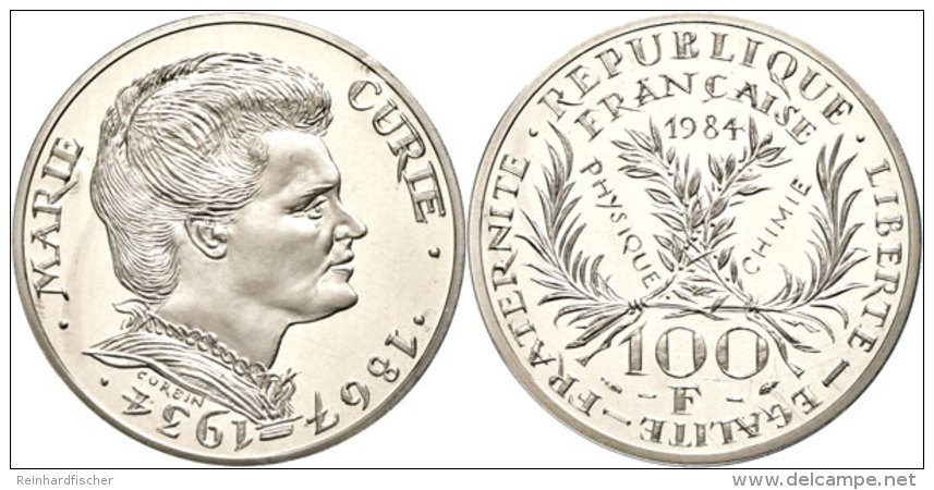 100 Francs, 1984, Piéfort, Marie Curie, Verschweißt, Mit Zertifikat In Schatulle, PP.  PP100... - Autres & Non Classés