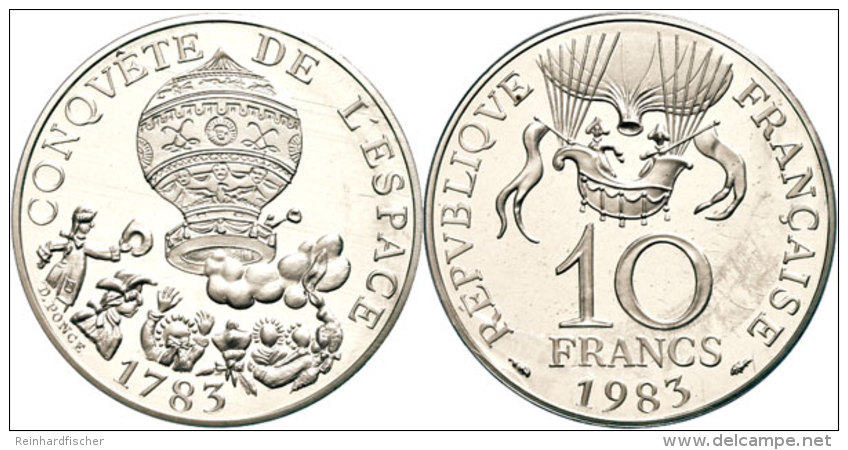 10 Francs, 1983, Piéfort, Conquete De L'Espace, Verschweißt, Mit Zertifikat In Schatulle, PP. ... - Otros & Sin Clasificación