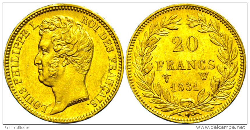 20 Francs, Gold, 1831, Louis Philippe I., Lille, Fb. 556, Kl. Rf., Ss-vz.  Ss-vz20 Franc, Gold, 1831, Louis... - Otros & Sin Clasificación