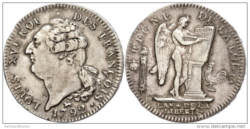 Ecu De 6 Livres, 1792, Louis XVI., Rouen, Gadoury 55, Dav. 1335, Randfehler, Ss+.  European Currency Unit De 6... - Otros & Sin Clasificación