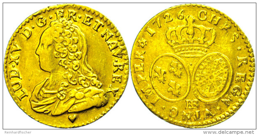 1/2 Louis D'or, 1726, Louis XV., Straßburg, Fb. 462, Ss.  Ss1 / 2 Louis D'or, 1726, Louis XV.,... - Autres & Non Classés