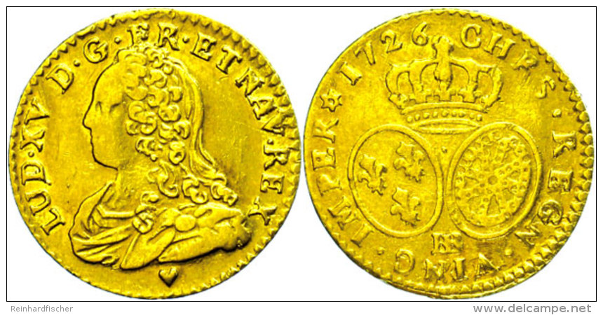 1/2 Louis D'or, 1726, Louis XV., Straßburg, Fb. 462, Ss.  Ss1 / 2 Louis D'or, 1726, Louis XV.,... - Otros & Sin Clasificación