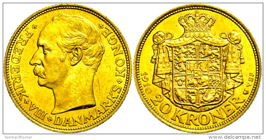 20 Kronen, Gold, 1910, Frederik VIII.., Fb. 297, Vz-st.  Vz-st20 Coronas, Gold, 1910, Frederik VIII. ., Fb.... - Danemark