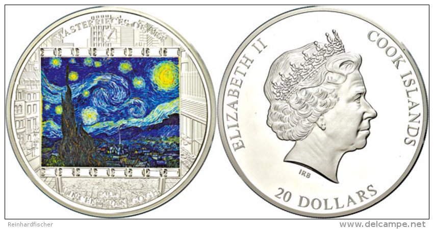 20 Dollars, 2015, 3 Oz 999er Silber, 93,3g (mit 16 Swarowski Kristallen), Meisterwerke Der Kunst - Vincent Van Gogh... - Cook