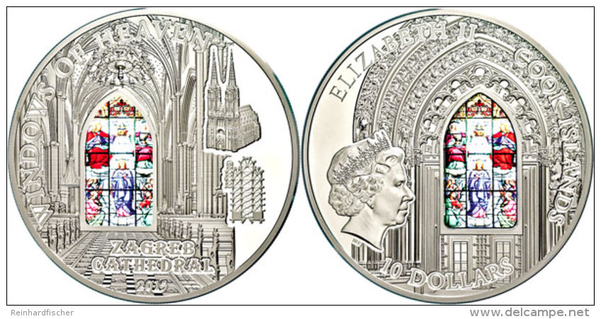 10 Dollar, 2015, 925 Silber, 50g, Masterpieces Of Crafts, Kathedrale Zagreb-Maria Himmelfahrt Fenster,... - Cook